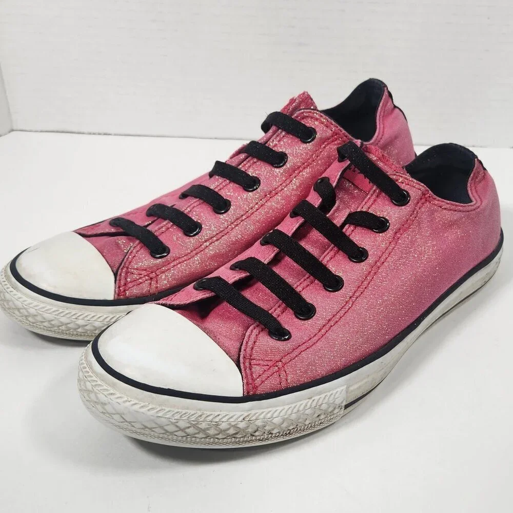 Pink Glitter Converse All Stars No Tie/Sip on 5.5 - Picture 2 of 4